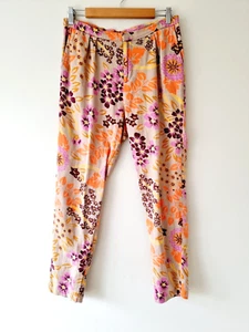 TIGERLILY Beige Purple Orange Floral Pants SIZE 12 has pockets - Picture 1 of 6