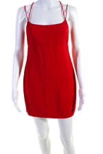 Lovers + Friends Womens Cutout Bodice Mini Scoop Neck Sheath Dress Red Small