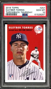 2018 Topps Throwback Thursday #257 Gleyber Torres ROOKIE RC SP PSA 10 GEM MT TBT - Picture 1 of 6