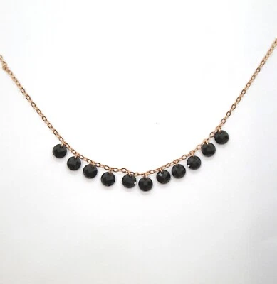 Collana in Argento 925 Dorato con Quarzi Idrotermali Neri Sfaccettati - Immagine 1 di 3