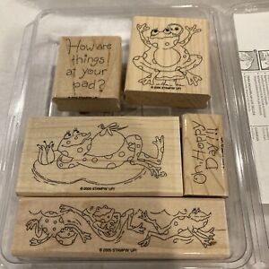 Stampin Up FROLICKING FROGS Lily Pad Dragonfly Fly Frog Stamp Set
