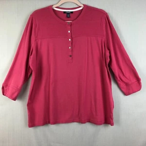 Chaps rosa 3/4 Arm Baumwolle Damen Größe 2X Shirt Oberteil Knöpfe - Bild 1 von 7
