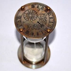 Antik Vintage Maritime Messing 6" Sand Timer Maritim Sanduhr mit Weiß LOT5 - Bild 1 von 6