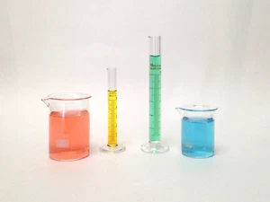 Beaker Set of 50mL 100mL & Cylinder Set of 5mL 10mL Lab Glass New - Picture 1 of 1