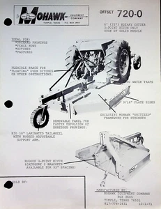 Folleto de equipo agrícola original de colección MOHAWK CORTADOR ROTATIVO MODELO 720 - Imagen 1 de 1