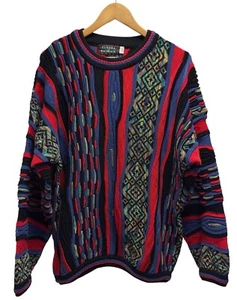 Tundra Canada Bachrach Vtg Men's M Coogi Style Multicolor 3D Knit Sweater Biggie - Picture 1 of 5
