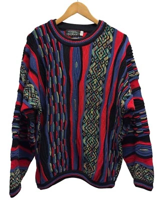 Tundra Canada Bachrach Vtg Men's M Coogi Style Multicolor 3D Knit Sweater Biggie - Image 1 of 4