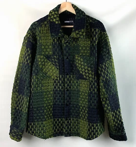 Chaqueta Nova Hombre Negra/Verde Tejida Cuello Broches Manga Larga Bolsillos Talla S - Imagen 1 de 12