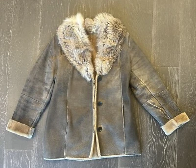 Abrigo de mujer Blue Duck marrón gamuza piel de oveja genuina talla XS Foto 1 de 4