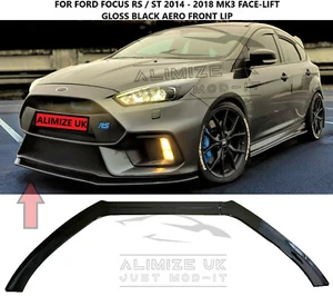 PER FORD FOCUS RS ST MK3 FACE LIFT 2014 - 2018 NERO LUCIDO LABBRO SPLITTER ANTERIORE - Foto 1 di 9