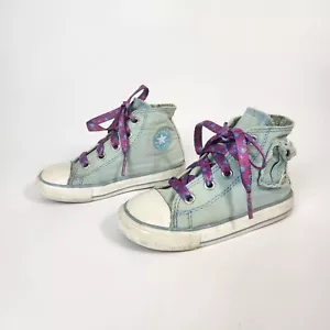 Scarpe Converse bambino bambina taglia 7 blu tela sneakers alte stringate - Foto 1 di 11