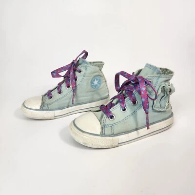 Converse Kids Toddler Shoes Girls Size 7 Blue Canvas High Top Lace Up Sneakers - Image 1 of 4