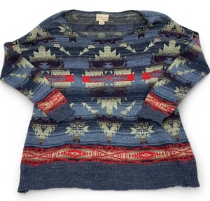 Denim & Supply Ralph Lauren Aztec Southwestern Navajo Blue Sweater Women’s XL - Picture 1 of 7