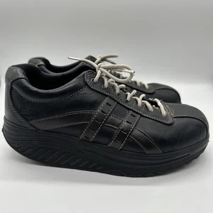 Scarpe da tennis Skechers Shape Ups in pelle SN50877 taglia 7,5 nere Y2K grosse - Foto 1 di 8