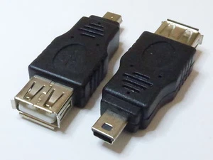 2 Stück USB 2.0 Adapter [1x USB 2.0 Stecker Mini-B -1x USB 2.0 Buchse A] Schwarz - Bild 1 von 1