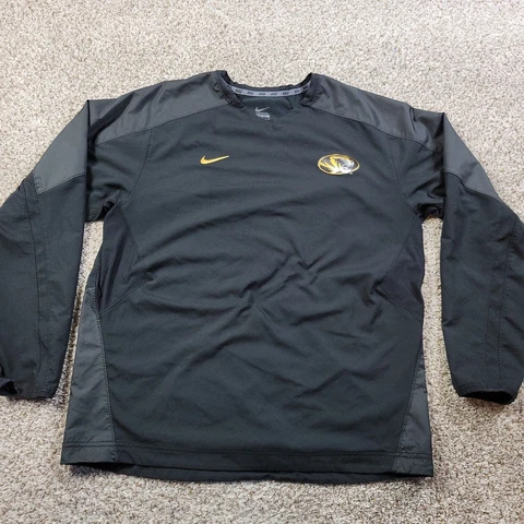 Mizzou Tigers Nike Pullover Jacket V-Neck Mens Large Black Long Sleeve Cover