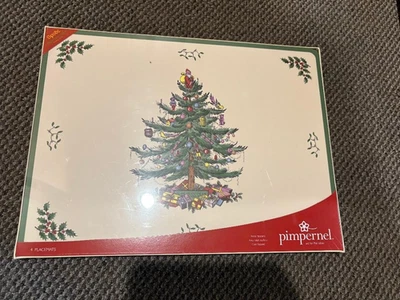 SPODE "Christmas Tree" Cork Placemats Large (SET of 4) BRAND NEW in shrink wrap - Image 1 of 2
