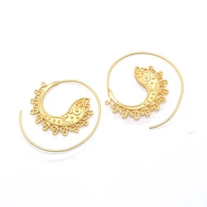 Fabelhafte Spirale Fischgesicht Bali vergoldet Schmuck Creolen 1 I542 - Bild 1 von 9