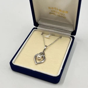MIKIMOTO Akoya Pearl color Necklace Sterling Silver pendant elegant D535 - Picture 1 of 7