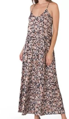Nicole Miller Camo Satin Spaghetti Strap Maxi Dress Animal Print Size LARGE - Image 1 of 4