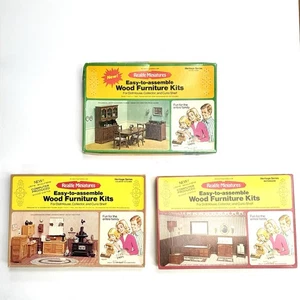 3 Bausätze Realife Miniaturen Holz Möbel, Küche, Bad, Esszimmer, 1:12 - Bild 1 von 7