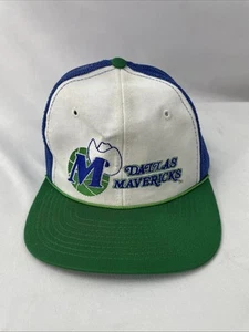 Vintage Dallas Mavericks Snapback Hat Cap White Blue Twins Enterprise Tag NBA - Picture 1 of 6