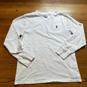 Polo Ralph Lauren white navy pony long sleeve shirt SIZE 14 - Picture 1 of 4