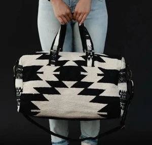 PANACHE APPAREL DUFFLE Black & Cream Aztec Duffel. - Picture 1 of 12