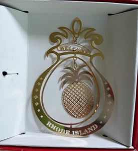 Rhode Island Adorno de recuerdo Tesoros de la Nación Acabado en Oro 24kt Caja de latón - Imagen 1 de 14