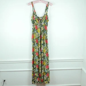 Natural Life XL Maxi Dress Dark Floral Tie Front Boho Beachy Relaxed Cottagecore - Picture 1 of 8