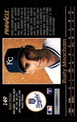 1993 Pinnacle #149 Rusty Meacham Kansas City Royals Baseball - Image 1 of 2