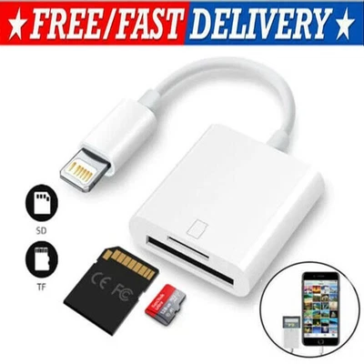 TF SD Card Adapter Camera Reader 2 In 1 For iPhone 14 13 12 11 X XS XR 8 7 iPad - Image 1 of 4