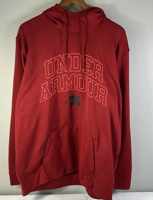 Sudadera con capucha Under Armour suelta cuello alto granate con logotipo estampado para hombre talla XXL Foto 1 de 4