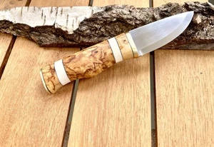 Jagdmesser, Karesuando Skinner 80, Griff Hirschhorn karelische Maserbirke - Bild 1 von 6