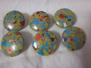 6  Large confetti look mosaic style shank buttons - Picture 1 of 3