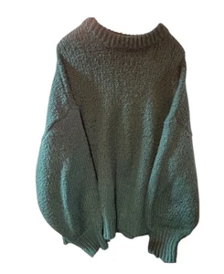 Chicsoul Women’s Size 1X Sweater Acrylic Pullover Green Chunky Knit Baggy *Read - Picture 1 of 4