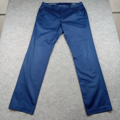 Bonobos Pants Mens 33x32 Navy Blue Chino Dress Slacks 100 Cotton Flat Front - Image 1 of 4