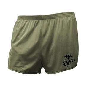 Marine Corps Green Silkies Shorts with USMC Eagle Globe and Anchor - New - Picture 1 of 3