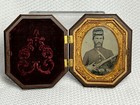 Civil War Union Solider Tintype Photo Gutta Percha Union Octogan Case