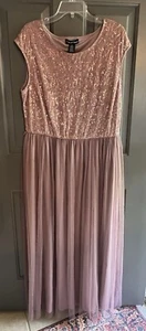 Abito donna 2x fantasia scintillante paillettes lunghezza intera tulle a strati rosa tenue blush - Foto 1 di 7