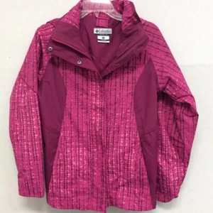 Columbia Omni Tech Interchange Hooded Jacket Purple Striped Lined Youth 14/16 - Picture 1 of 12