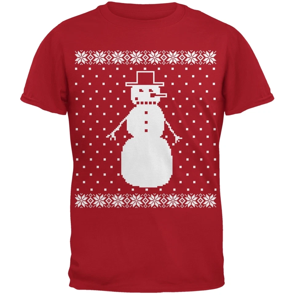 Big Snowman Feo Navidad Suéter Rojo Juvenil Camiseta Foto 1 de 1
