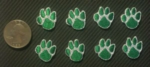 paw patch iron on green white dog animal paw print 3/4" size paw patch 8 pc. lot - Picture 1 of 4