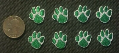 paw patch iron on green white dog animal paw print 3/4" size paw patch 8 pc. lot - Image 1 of 4