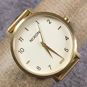 Nixon Amuse Women Fashion Beach Vida Bling Gold Chain Tone Quartz Watch 6 1/2" - Picture 1 of 11