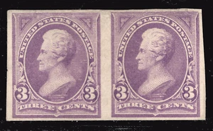 MOMEN: US STAMPS #221P5 IMPERF PAIR MINT OG NH LOT #79722 - Picture 1 of 2