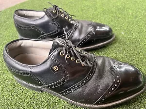 Zapatos de golf para hombre Footjoy Classics Dry Premiere 50695 negros patente cuero 10 - Imagen 1 de 15