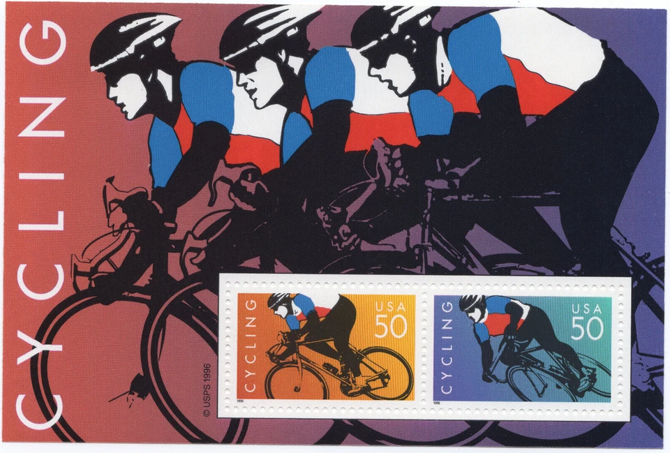 Scott #3119 Cycling Sheet of 2 Stamps - MNH - Image 1 of 1