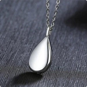 Teardrop Necklace Pendant Ashes Urn Silver Cremation Keepsake Jewellery UK - Picture 1 of 5