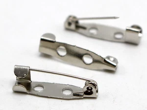 100 Silver Tone Metal Brooch Bar Pins Finding 20mm Pin Back Safety Pins - Picture 1 of 5